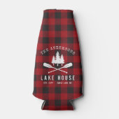 Rustische familie Lake house Trees Red Buffalo Pse Flesjeskoeler (Voorkant)