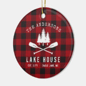 Rustische familie Lake house Trees Red Buffalo Pse Keramisch Ornament (Links)