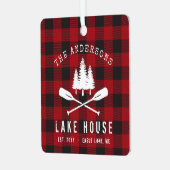 Rustische familie Lake house Trees Red Buffalo Pse Metalen Ornament (Voorkant links)