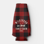 Rustische Familienaam Cabin Lake House Red Pset Flesjeskoeler (Voorkant)