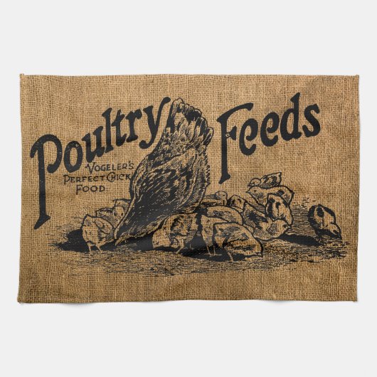 Rustische Faux Burlap Poultry Feed Sack Theedoek (Horizontaal)