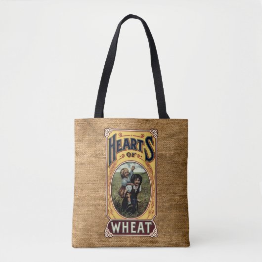 Rustische Faux Burlap Wheat Label Sjabloon Tote Bag (Voorkant)