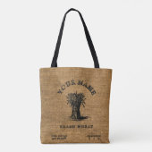 Rustische Faux Burlap Wheat Label Sjabloon Tote Bag (Achterkant)