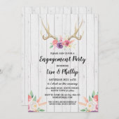 Rustische feestdag — Antler Floral Kaart (Voorkant / Achterkant)