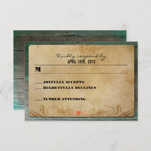 Rustische fiets Turquoise Wood RSVP (Voorkant / Achterkant)