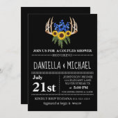 Rustische Floral Antlers Couples Shower Wedding Kaart (Voorkant / Achterkant)