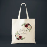 Rustische Floral Burgundy Blush Bride om te worden Tote Bag<br><div class="desc">Deze canvas tas is voorzien van handbeschilderde waterverf floralen in onkruideniersschoppen en scheermesjes met een lelijke groenbladerij,  in combinatie met een roze witte lettertype,  die kunnen worden aangepast aan uw aangepaste tekst.</div>
