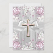 Rustische Floral Eerste Communiroze 2 Kaart (Achterkant)