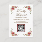  Rustische Floral QR Code RSVP Weddenschap Website Informatiekaartje (Voorkant)