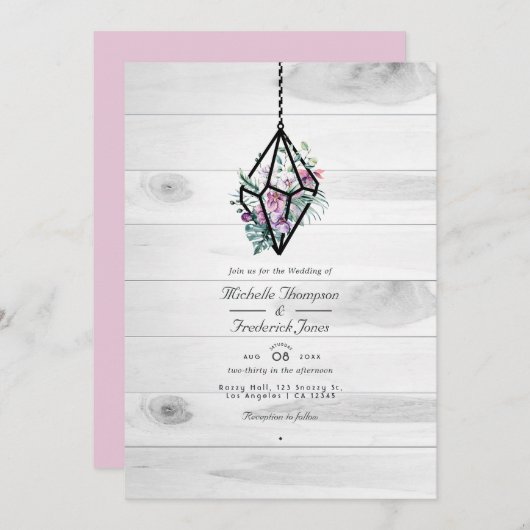 Rustische Floral Terrarium QR Code Garden Weddensc Kaart (Voorkant / Achterkant)