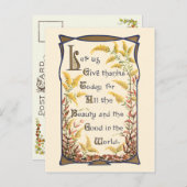 Rustische  Floral Thanksgiving Verse Feestdagenkaart (Voorkant / Achterkant)