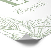 Rustische florale baby monogram. Landengroenkweker Poster (Hoek)