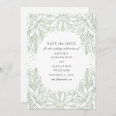 Rustische florale bruiloft. Landengroene bloemen Save The Date (Voorkant / Achterkant)