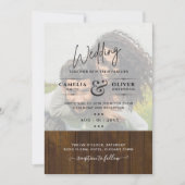 Rustische FOTO-OVERLAY Wedding INVITE QR-code RSVP Kaart (Voorkant)