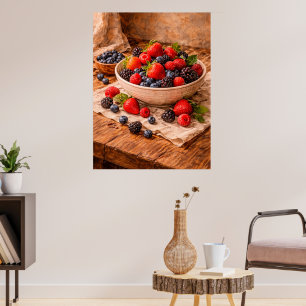 Rustische gemengde bessen stilleven een gezellige poster