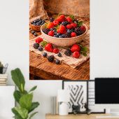Rustische gemengde bessen stilleven een gezellige  poster (Thuiskantoor)