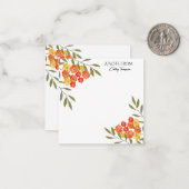 Rustische gepersonaliseerde Waterverf Floral Note  Notitiekaartje (Voorkant / Achterkant in situ)