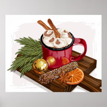 Rustische Gezellige Warme Chocolade Mok Marshmallo