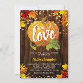 Rustische Glitter Pompoen Herfst Verliefd Bruidsfe Kaart (Voorkant)