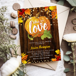 Rustische Glitter Pompoen Herfst Verliefd Bruidsfe Kaart