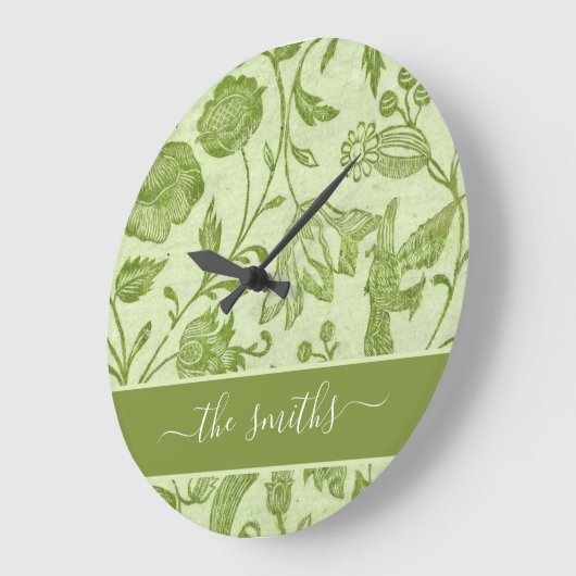 Rustische groene Floral Grote Klok (Hoek)