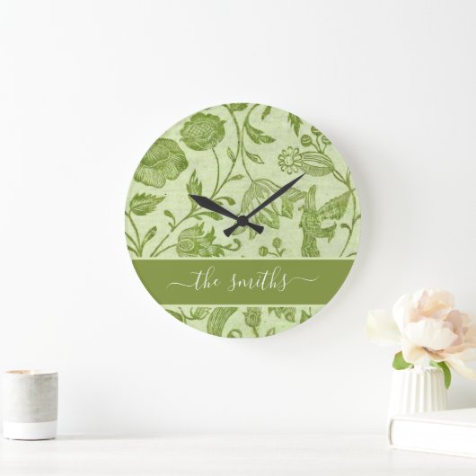 Rustische groene Floral Grote Klok (Huis)