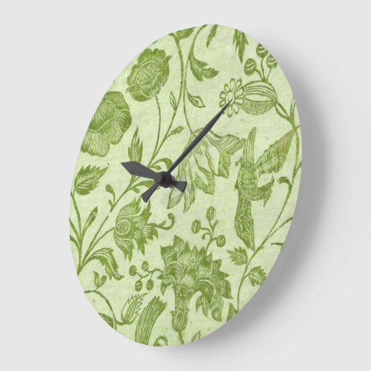 Rustische  groene Floral Grote Klok (Hoek)