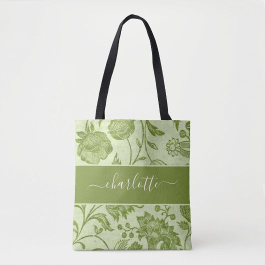 Rustische  groene Floral Tote Bag (Voorkant)