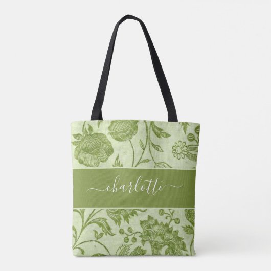 Rustische  groene Floral Tote Bag (Achterkant)