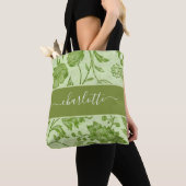 Rustische  groene Floral Tote Bag (Dichtbij)