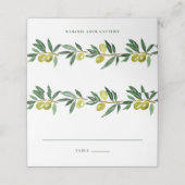Rustische groene Waterverf Olijfgarland Wedding Plaatskaartje (Buitenkant ongevouwen)