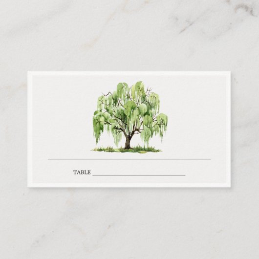 Rustische groene Waterverf Willow Tree Boerderij W Plaatskaartje (Achterkant)