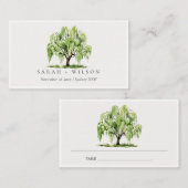 Rustische groene Waterverf Willow Tree Boerderij W Plaatskaartje (Voorkant / Achterkant)