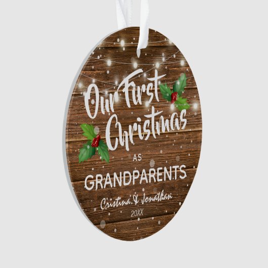 Rustische grootouders eerste kerstfoto ornament (voorkant)