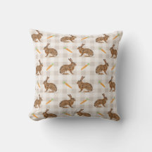 Rustische haas en wortel beige geruite lente Pasen