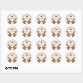 Rustische haas konijnen met namen en datum bruilof ronde sticker (Vel)