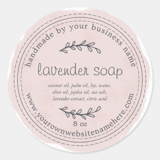 Rustische handgemaakte lavendel Waterverf Paars Ronde Sticker (Voorkant)