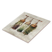 Rustische hangende kruiden druiven aquarellen tegeltje (Zijkant)