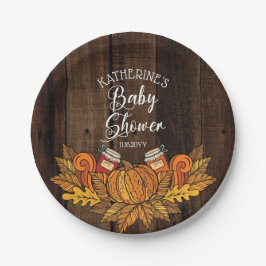Rustische Herfst | Autumn Pumpkin |Baby shower ach Papieren Bordje