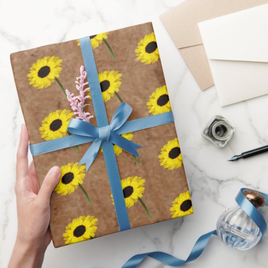 Rustische herfst Bride Kraft & Burlap Sunflower Pa Cadeaupapier (Geschenken)