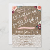 Rustische Herfst Christening 1ste verjaardag parti Kaart (Voorkant)