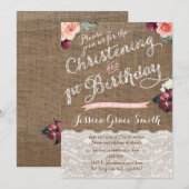 Rustische Herfst Christening 1ste verjaardag parti Kaart (Voorkant / Achterkant)