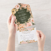 Rustische Herfst Earthy Floral Sage Green Wedding All In One Uitnodiging (Afscheurbaar)