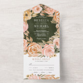 Rustische Herfst Earthy Floral Sage Green Wedding All In One Uitnodiging (Binnen)