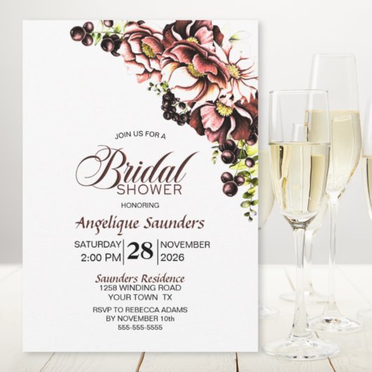 Rustische Herfst Floral Bridal Shower Kaart