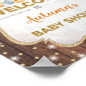 Rustische Herfst Floral Elephant Baby shower Welko Poster (Hoek)