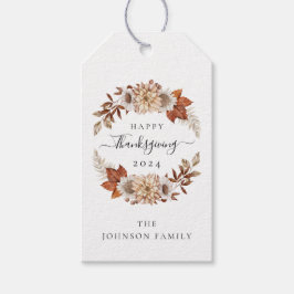 Rustische Herfst Floral Happy Thanksgiving Cadeaulabel