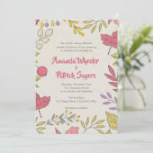 Rustische Herfst Floral herfst huwelijksuitnodigin Kaart (Staand voorkant)
