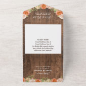 Rustische Herfst Floral Pumpkin String Lights Wedd All In One Uitnodiging (Buitenkant)