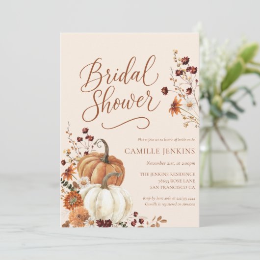 Rustische Herfst Floral Vrijgezellenfeest Kaart (Staand voorkant)